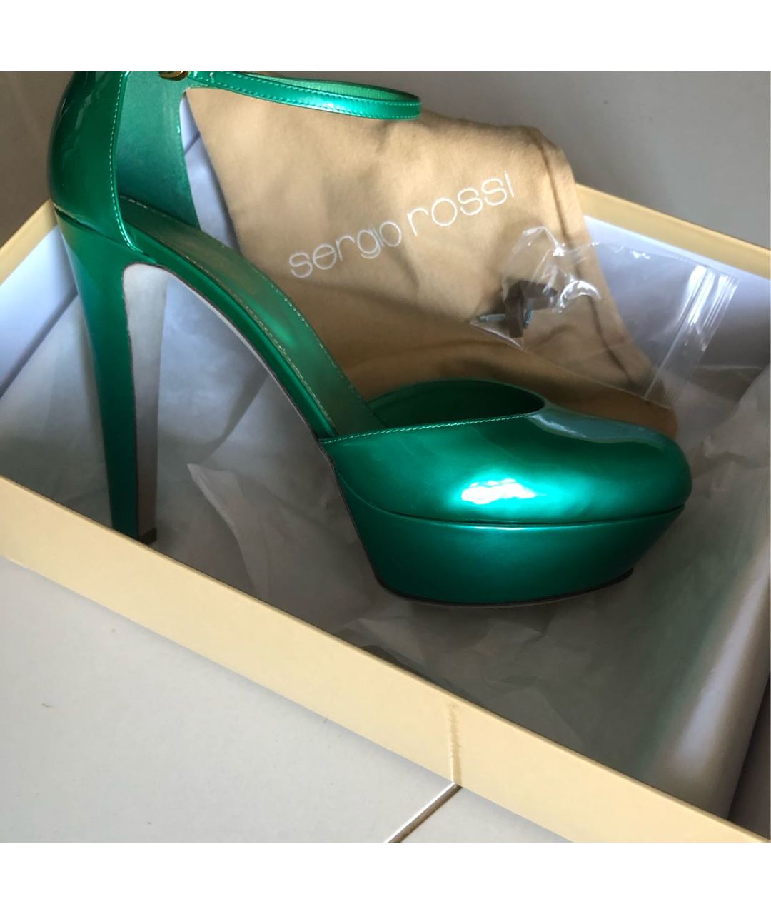 SERGIO ROSSI Зеленые туфли из лакированной кожи, фото 3