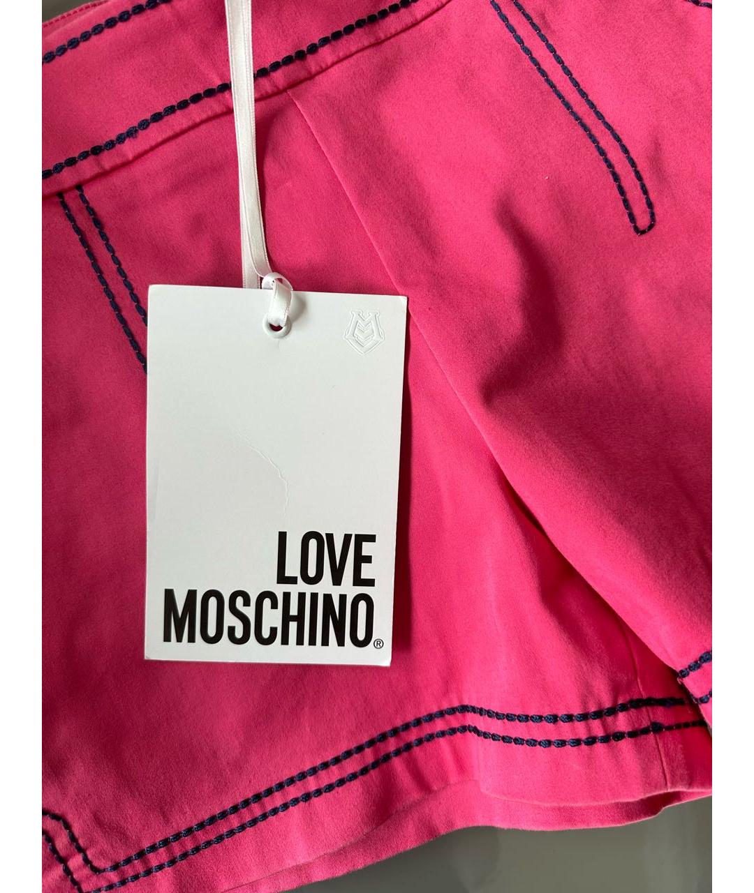 LOVE MOSCHINO Фуксия хлопко-эластановые шорты, фото 3