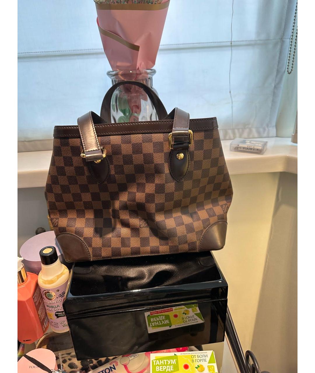 LOUIS VUITTON Коричневая кожаная сумка тоут, фото 3
