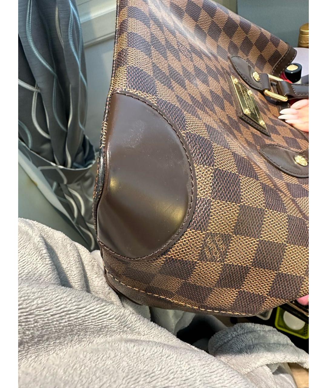 LOUIS VUITTON Коричневая кожаная сумка тоут, фото 5