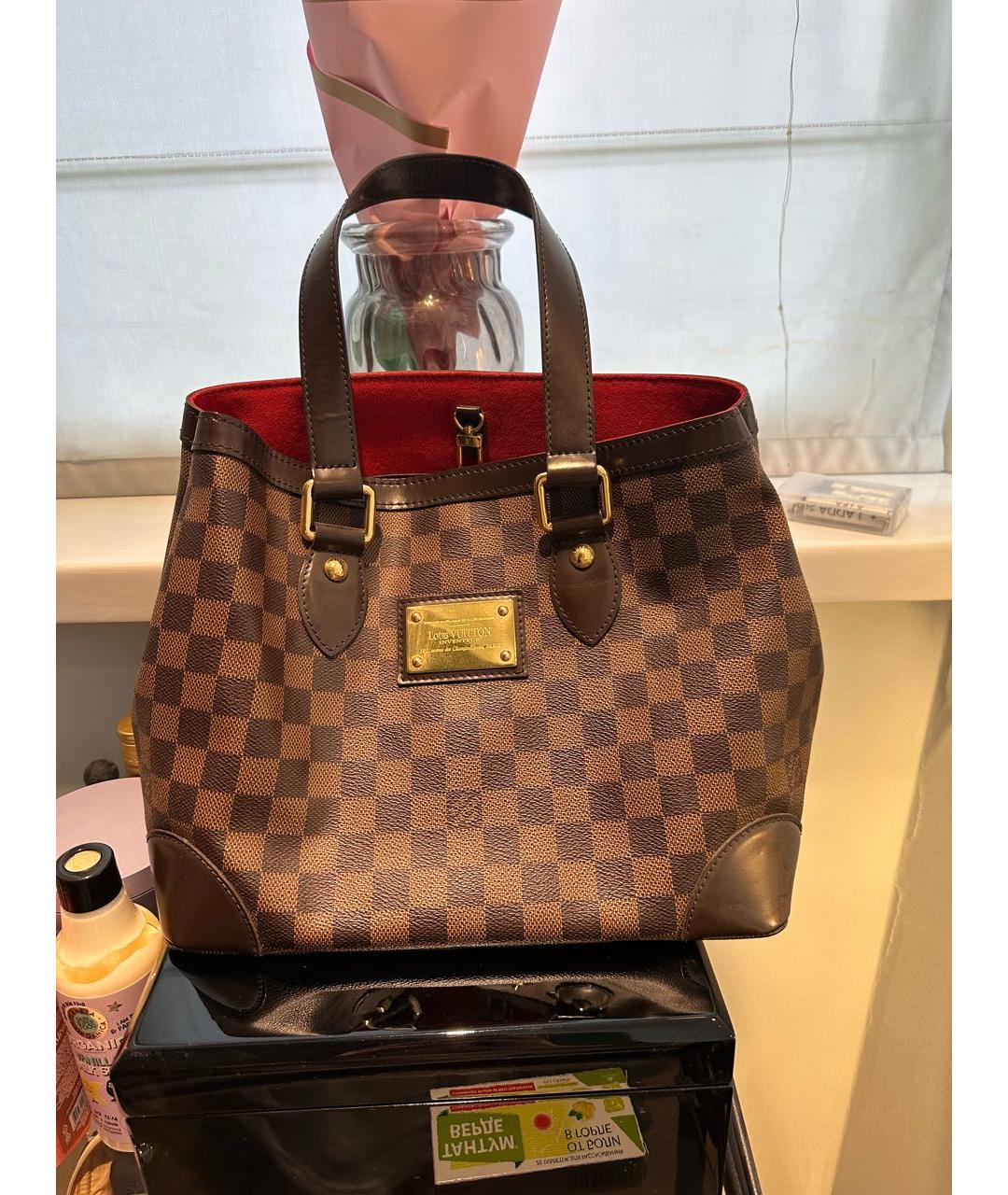 LOUIS VUITTON Коричневая кожаная сумка тоут, фото 9