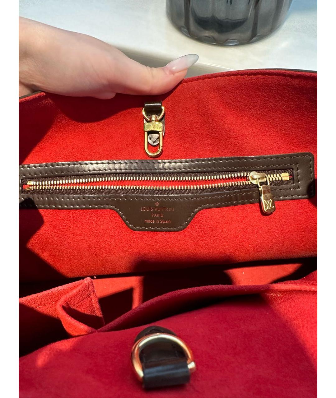 LOUIS VUITTON Коричневая кожаная сумка тоут, фото 7