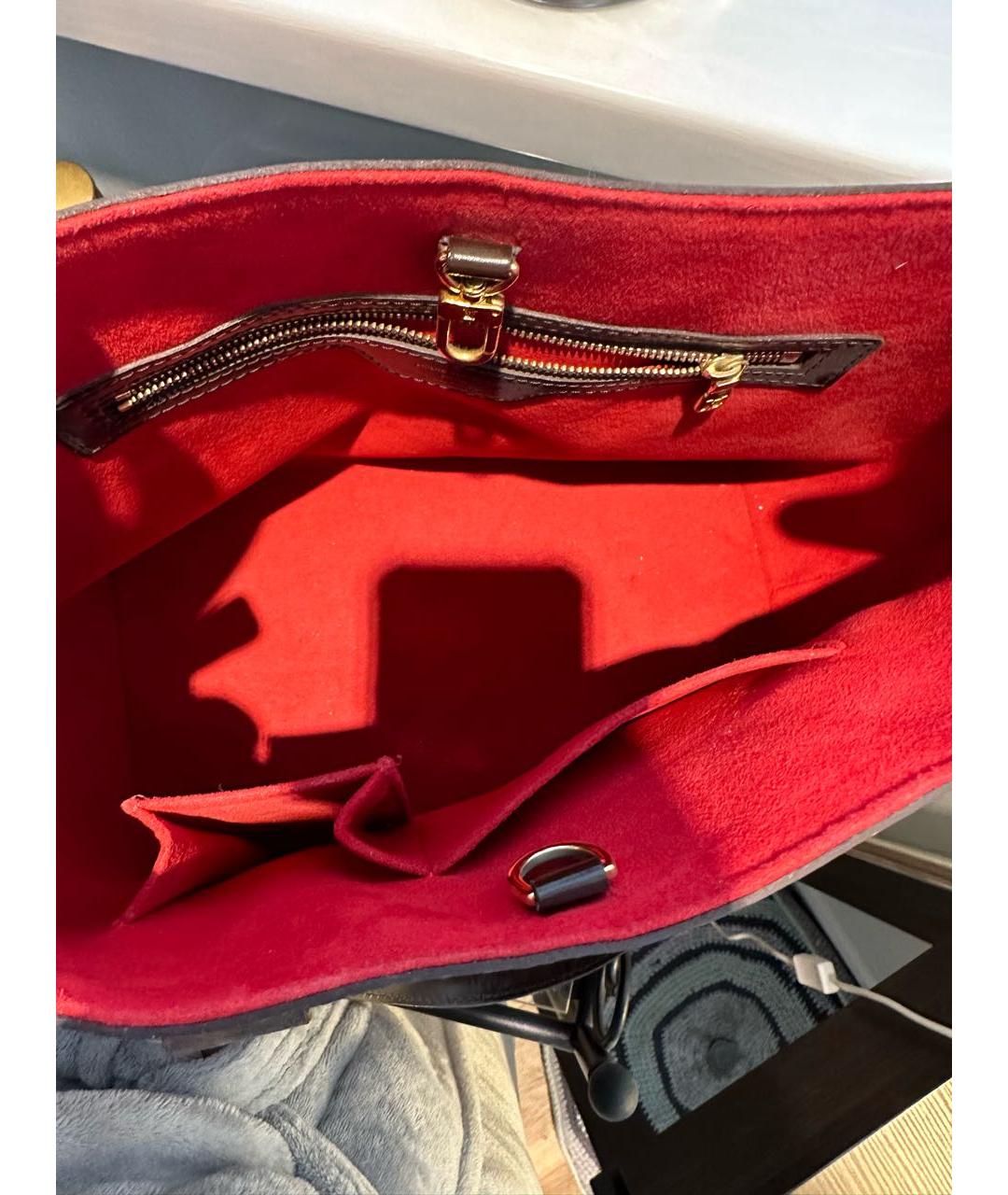LOUIS VUITTON Коричневая кожаная сумка тоут, фото 4