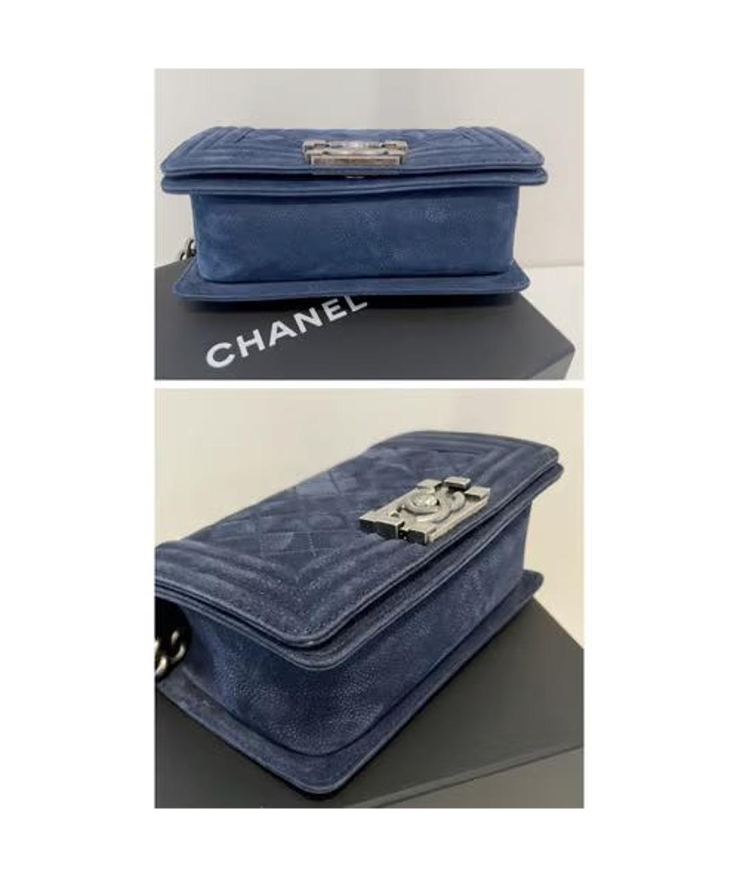 CHANEL PRE-OWNED Темно-синяя замшевая сумка через плечо, фото 3