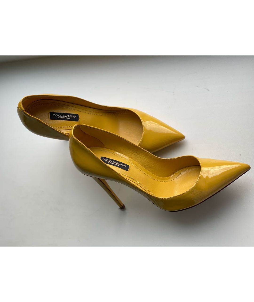 DOLCE&GABBANA Желтые кожаные туфли, фото 8