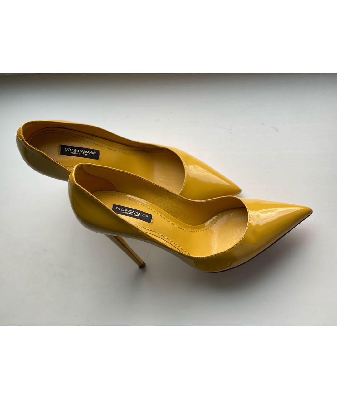 DOLCE&GABBANA Желтые кожаные туфли, фото 7