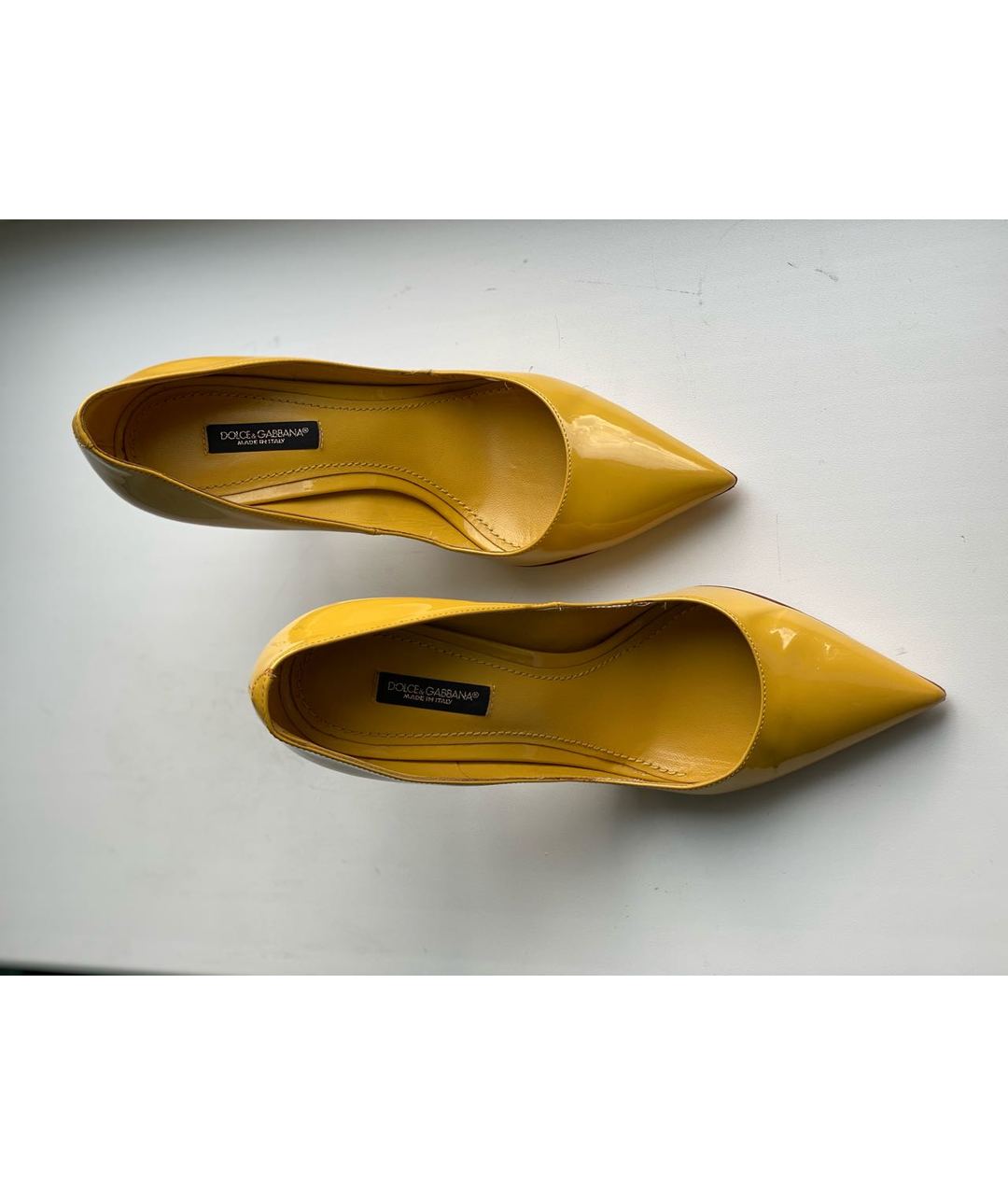 DOLCE&GABBANA Желтые кожаные туфли, фото 6