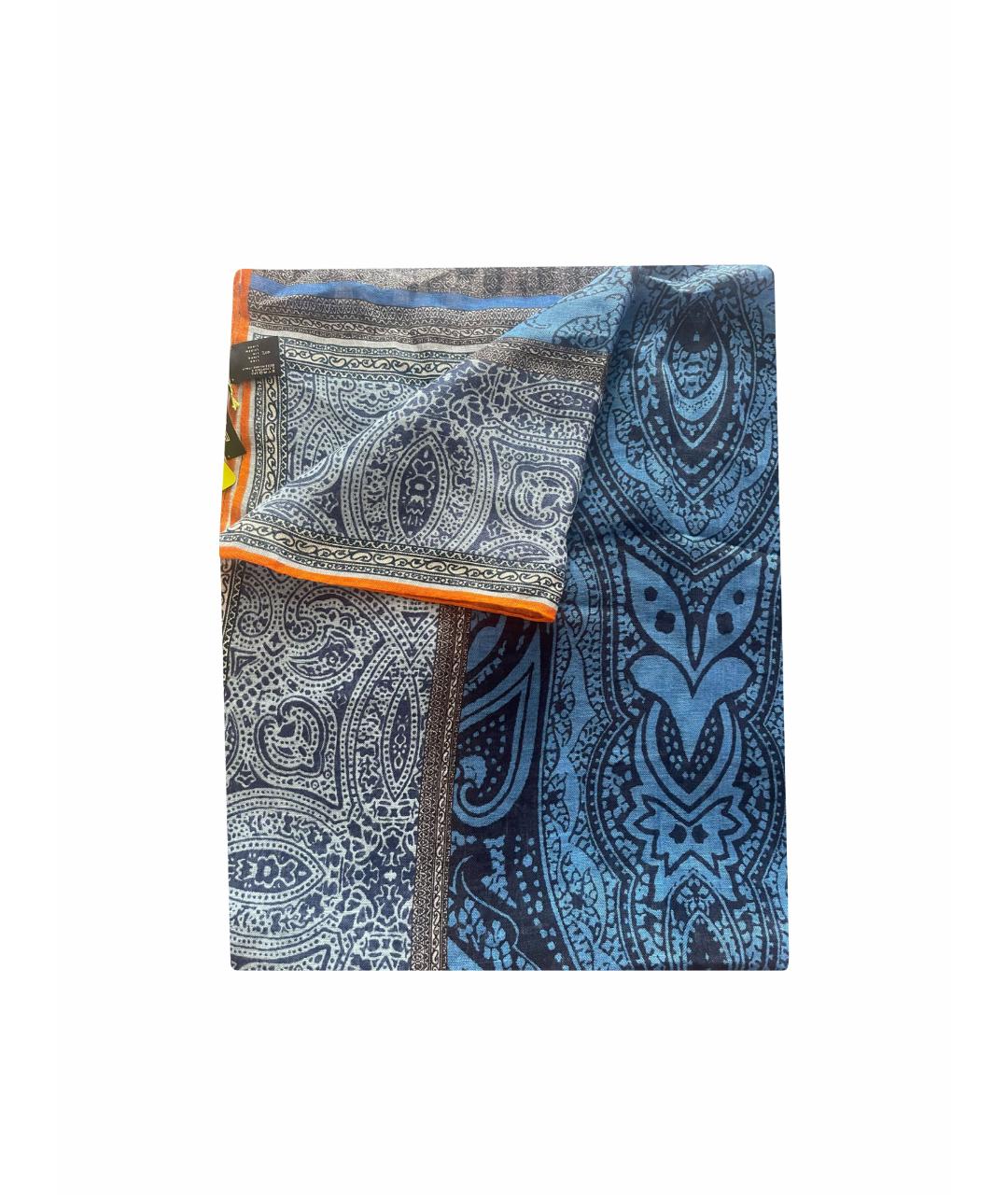 ETRO Синий льняной шарф, фото 1