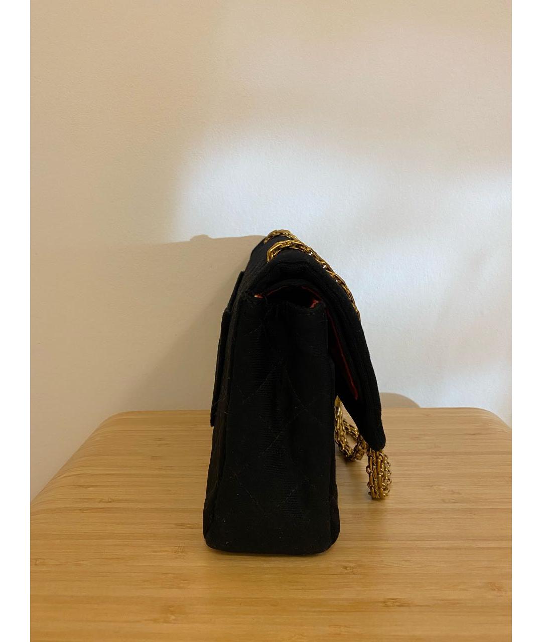 CHANEL PRE-OWNED Черная тканевая сумка с короткими ручками, фото 2