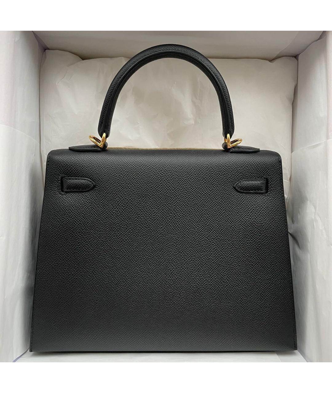 HERMES Черная кожаная сумка тоут, фото 2