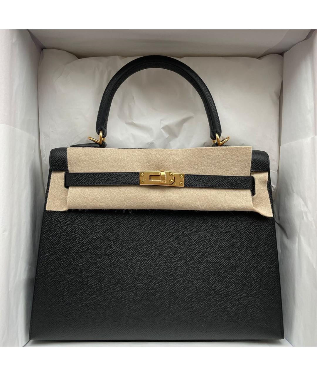 HERMES Черная кожаная сумка тоут, фото 4