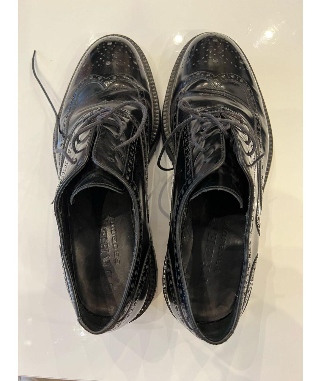 BURBERRY Черные кожаные низкие ботинки, фото 3