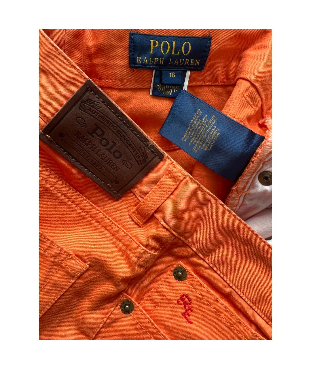 POLO RALPH LAUREN Оранжевое хлопковые брюки и шорты, фото 3