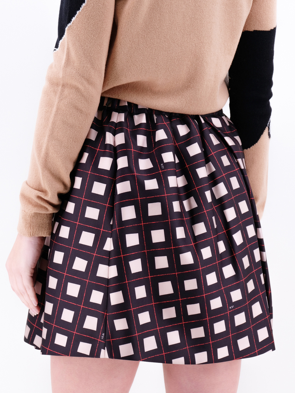 NO. 21 Коричневая полиэстеровая юбка мини, фото 3