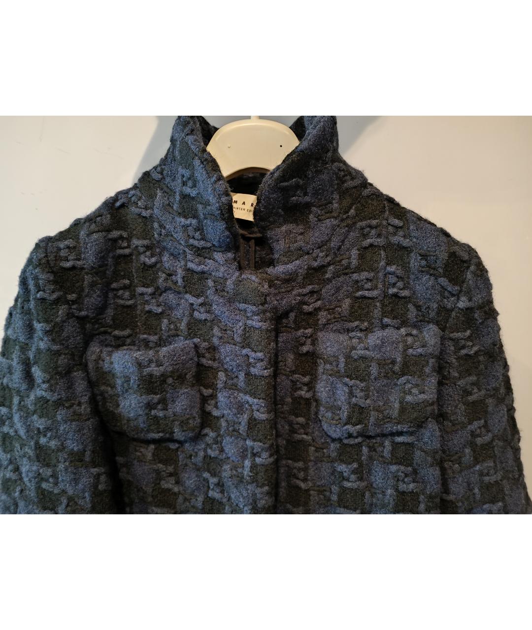 MARNI Темно-синее шерстяное пальто, фото 4