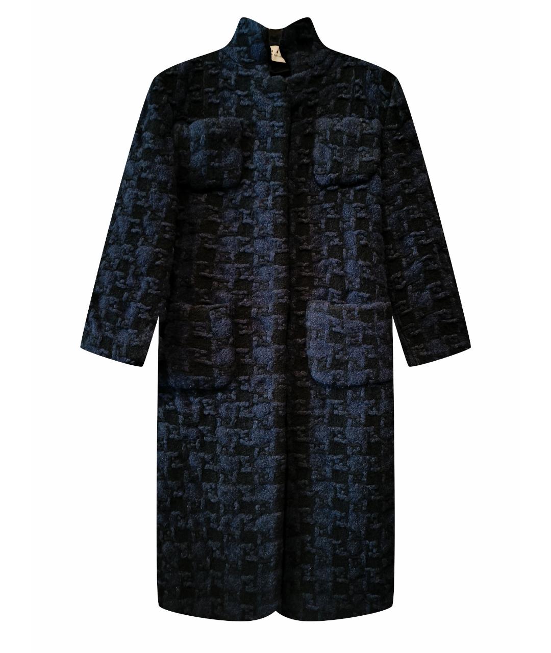 MARNI Темно-синее шерстяное пальто, фото 1