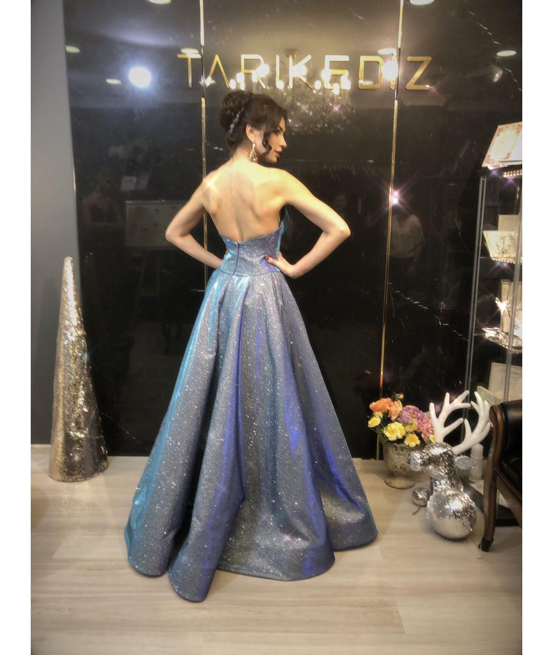 TARIK EDIZ Голубое полиэстеровое вечернее платье, фото 2