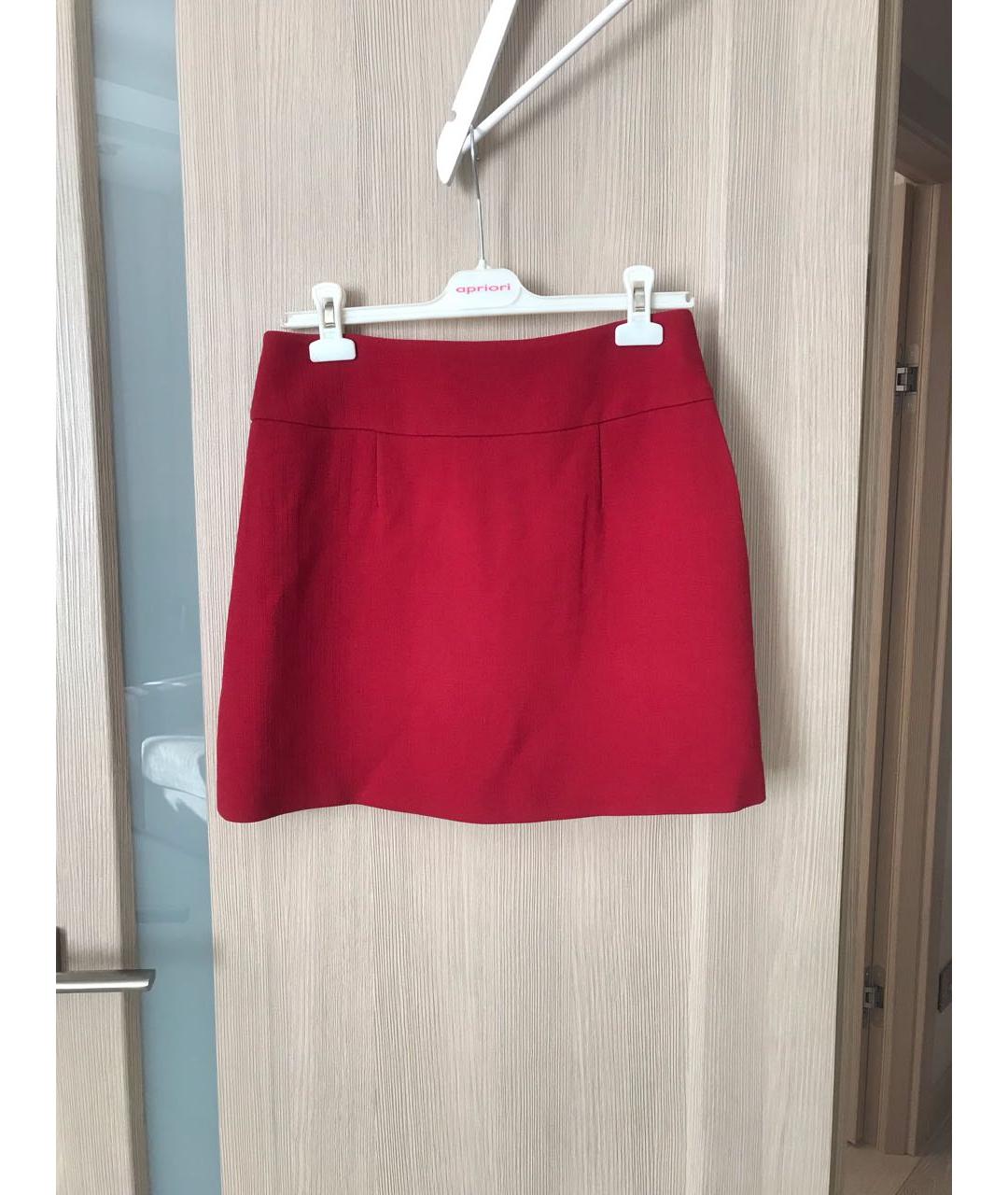 PRADA Красная шерстяная юбка мини, фото 2