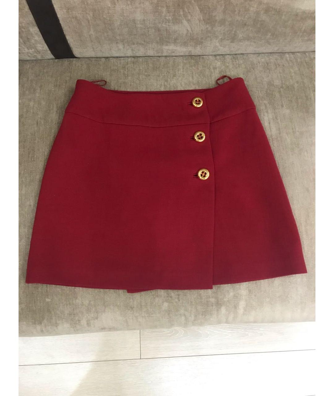 PRADA Красная шерстяная юбка мини, фото 7