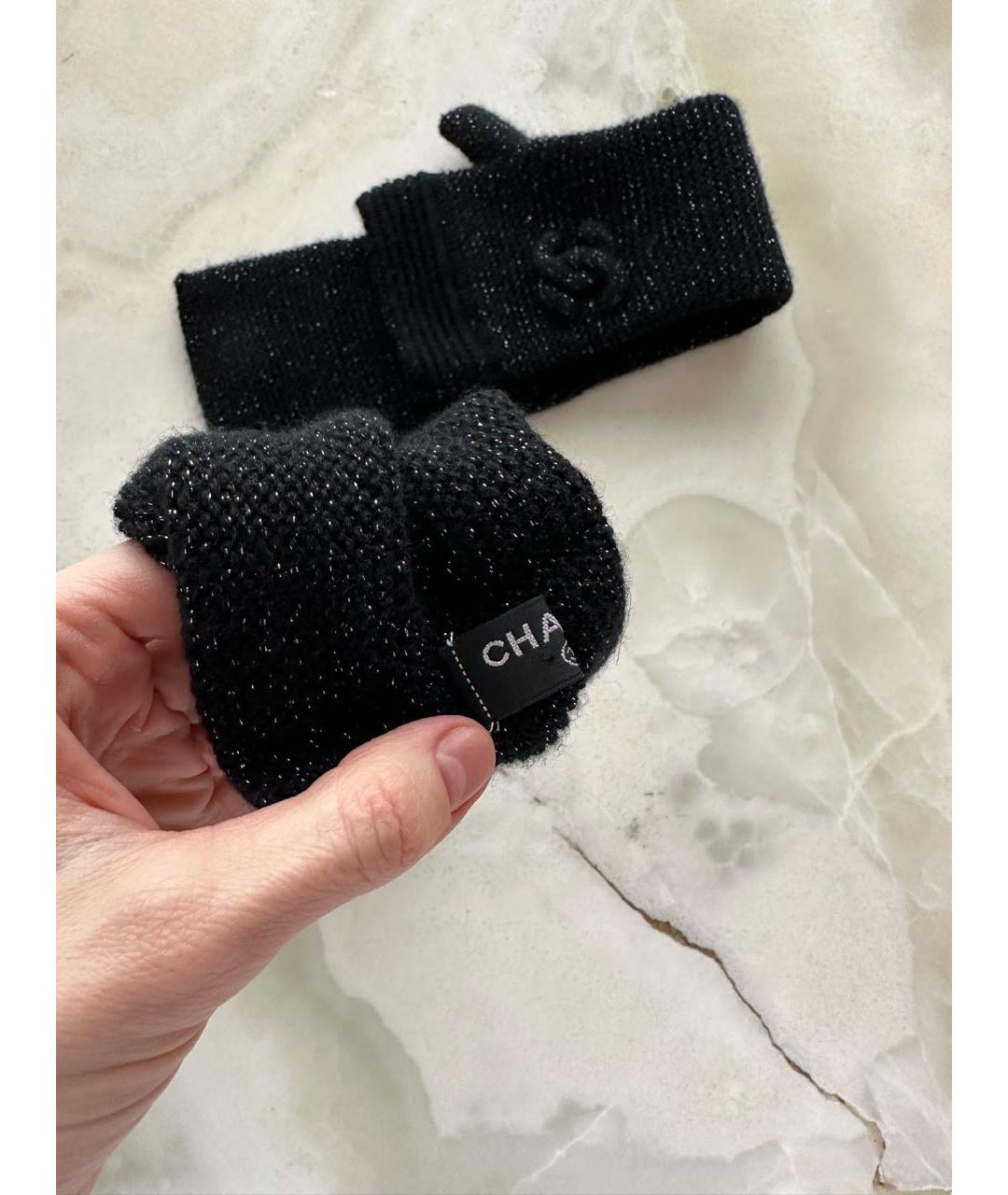 CHANEL Черные кашемировые митенки, фото 3
