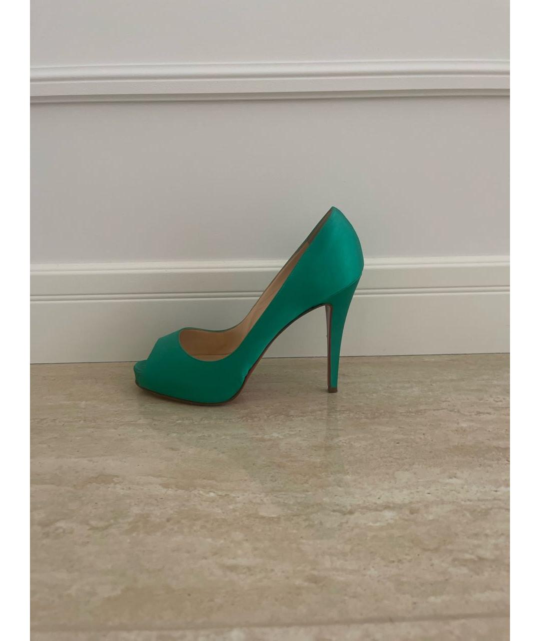 CHRISTIAN LOUBOUTIN Зеленые текстильные туфли, фото 5