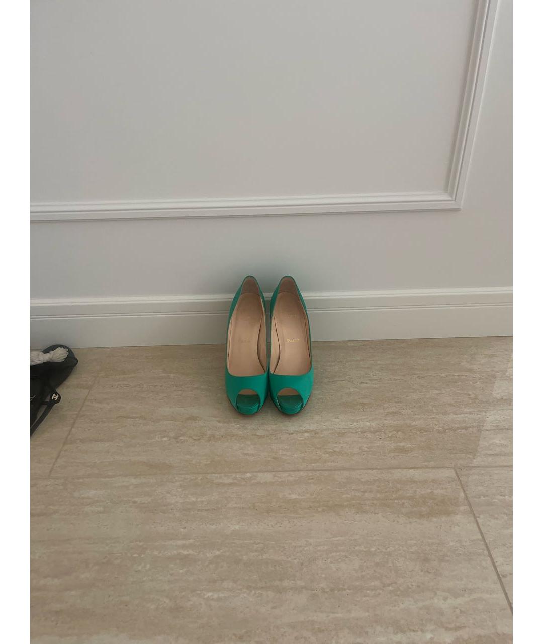 CHRISTIAN LOUBOUTIN Зеленые текстильные туфли, фото 2