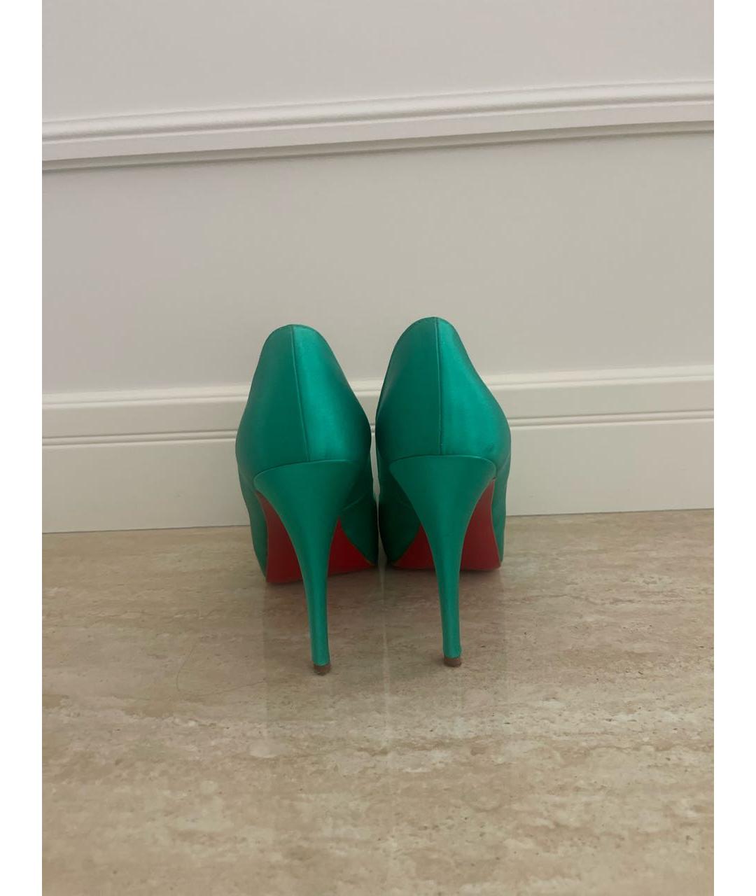 CHRISTIAN LOUBOUTIN Зеленые текстильные туфли, фото 4