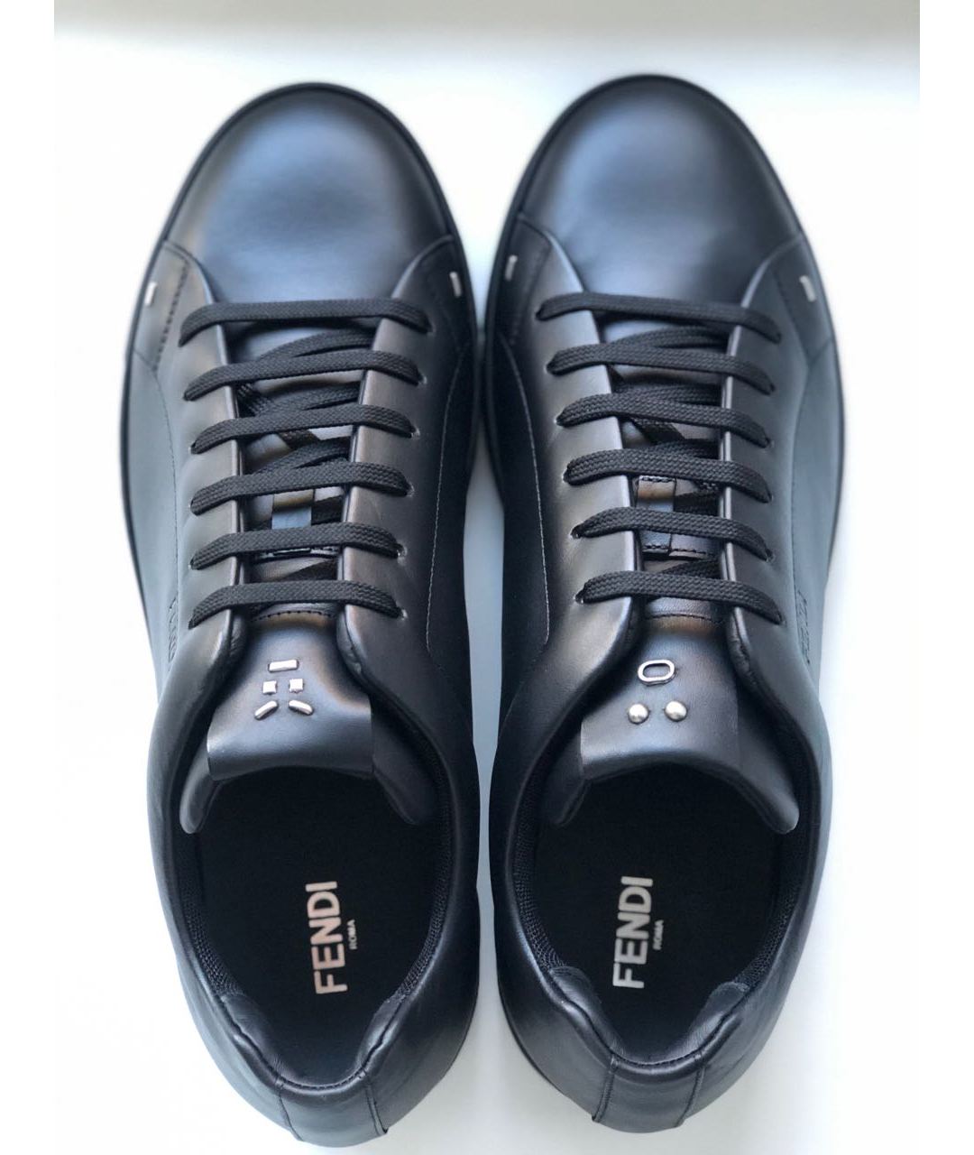 FENDI Черные кожаные низкие кроссовки / кеды, фото 3
