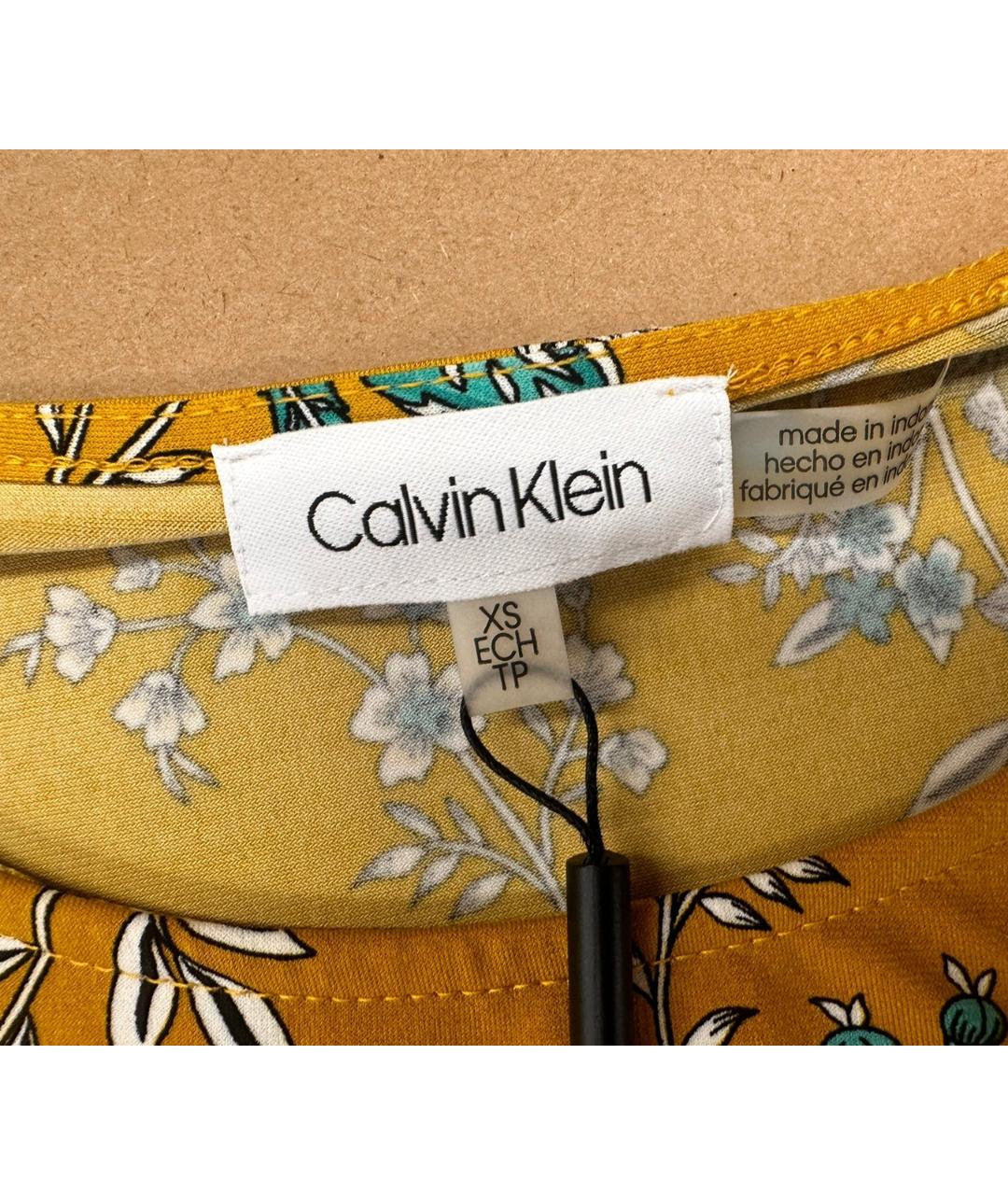 CALVIN KLEIN Горчичная полиэстеровая блузы, фото 3