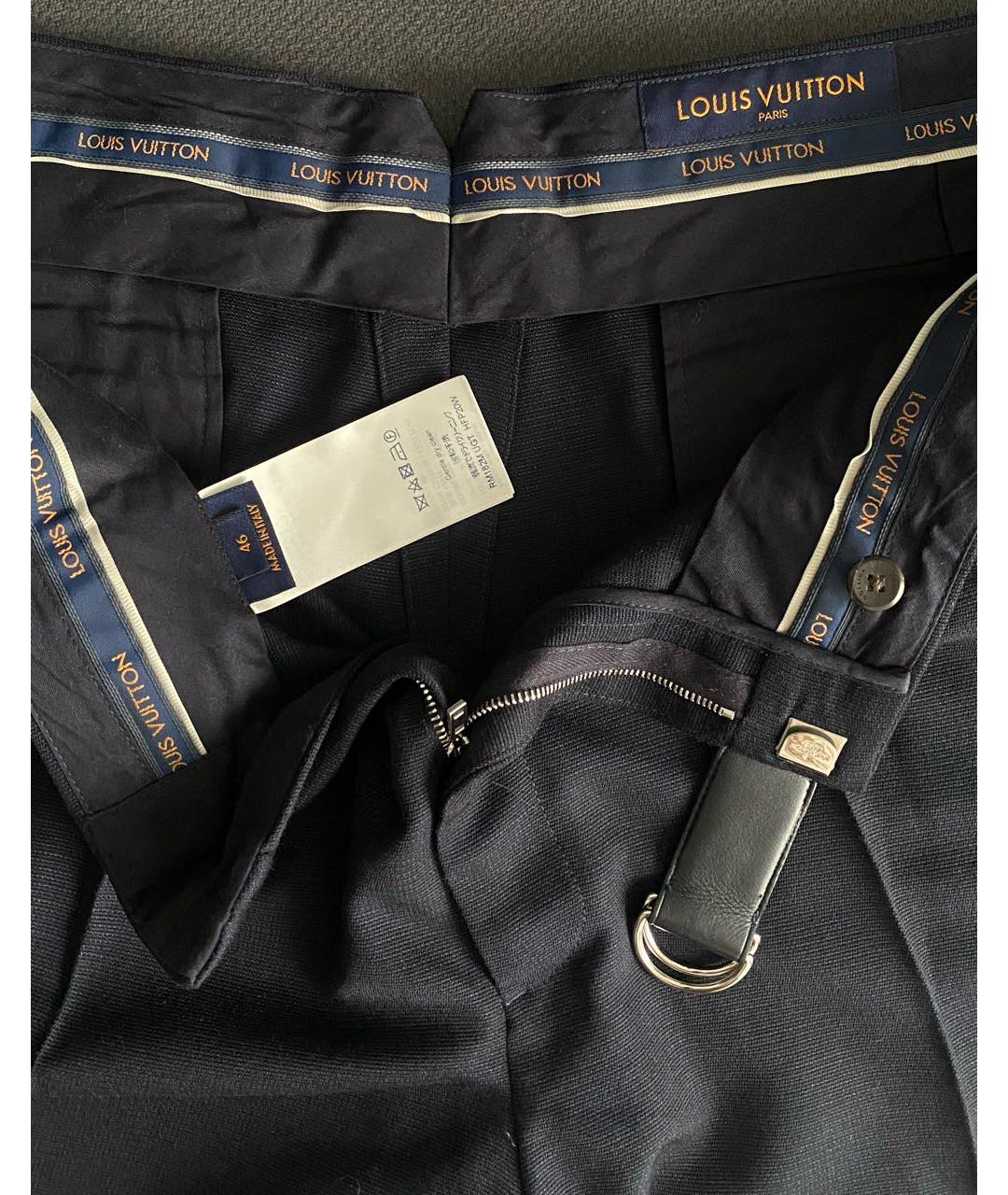 LOUIS VUITTON PRE-OWNED Темно-синие шерстяные классические брюки, фото 3