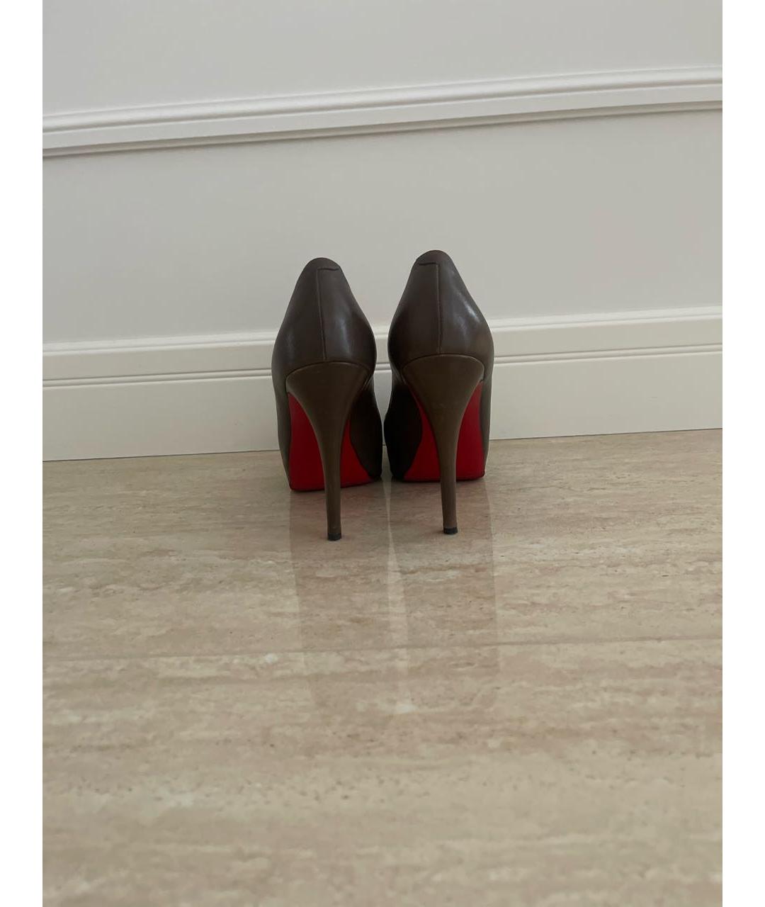 CHRISTIAN LOUBOUTIN Коричневые кожаные туфли, фото 4