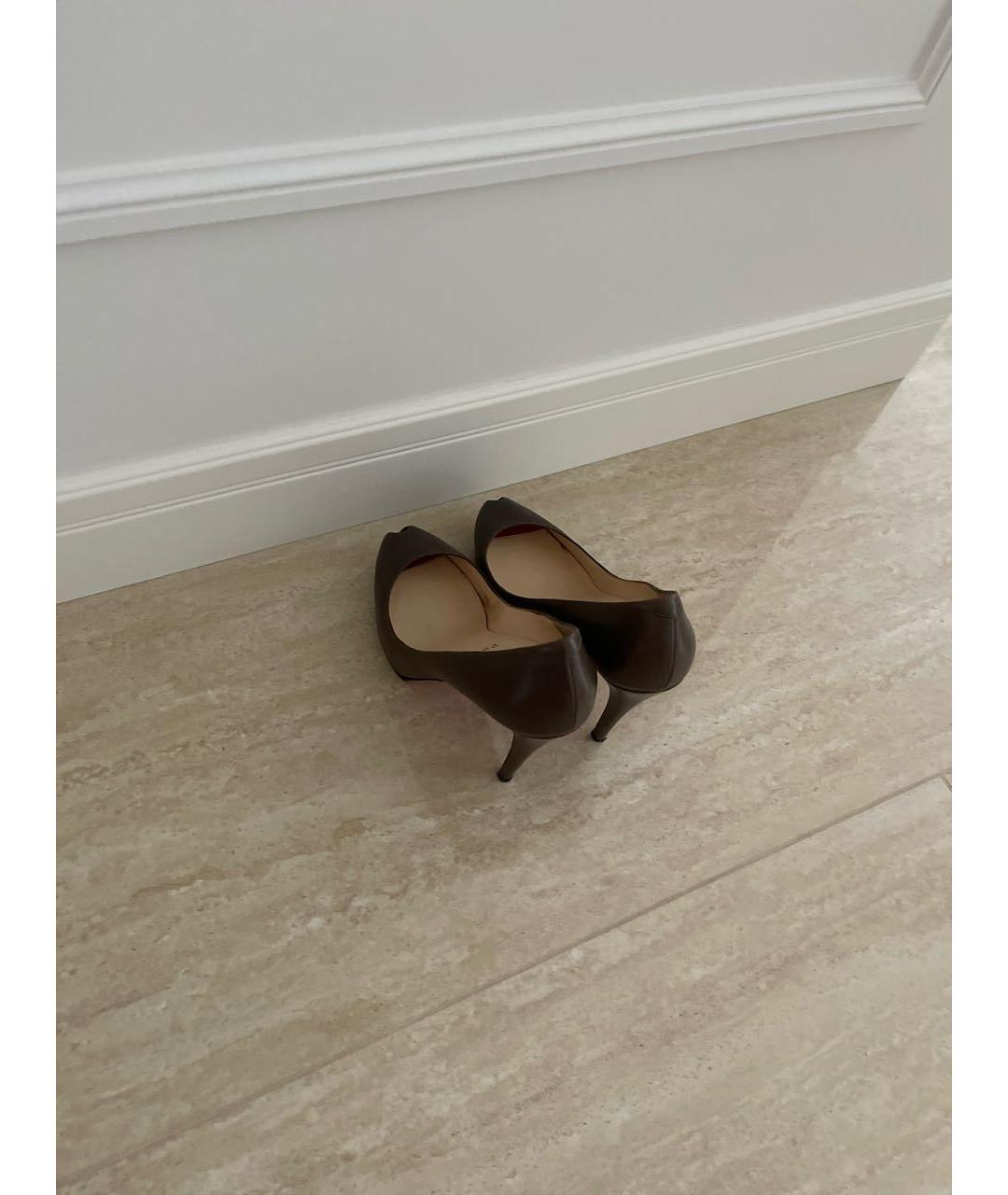 CHRISTIAN LOUBOUTIN Коричневые кожаные туфли, фото 3