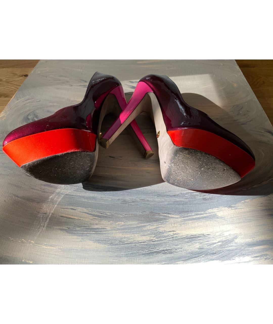 SERGIO ROSSI Бордовые туфли из лакированной кожи, фото 4