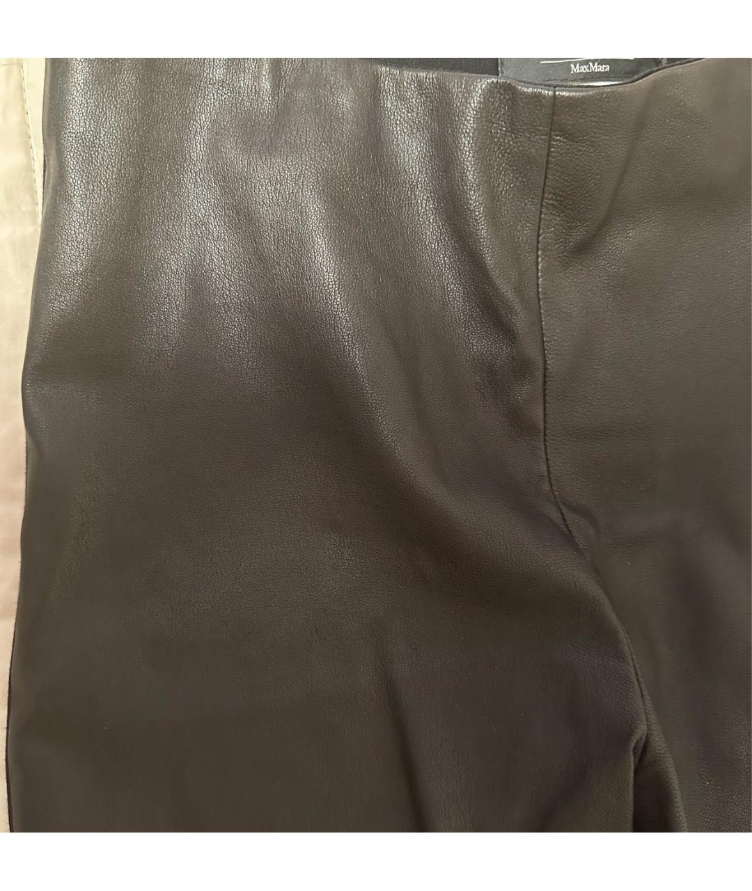 WEEKEND MAX MARA Коричневые кожаные брюки узкие, фото 2