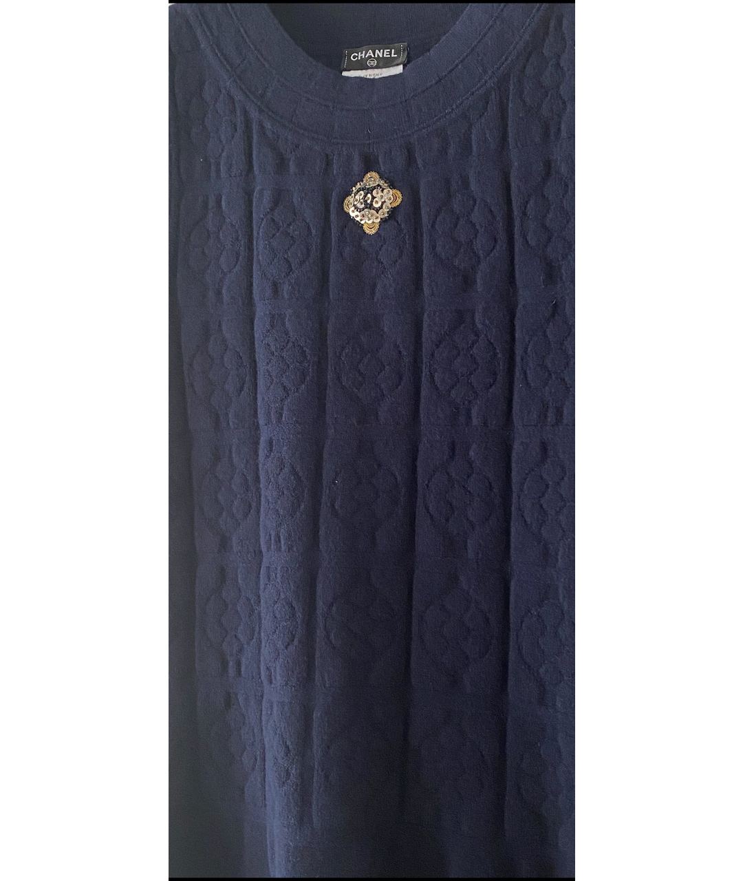 CHANEL PRE-OWNED Темно-синее кашемировое коктейльное платье, фото 6
