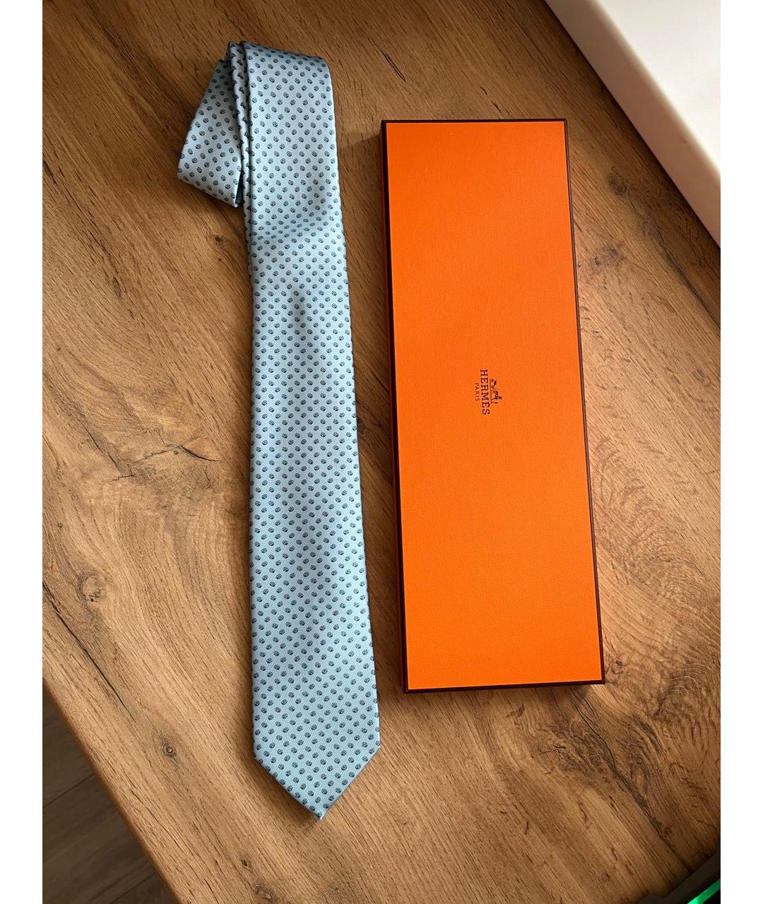 HERMES PRE-OWNED Голубой шелковый галстук, фото 5
