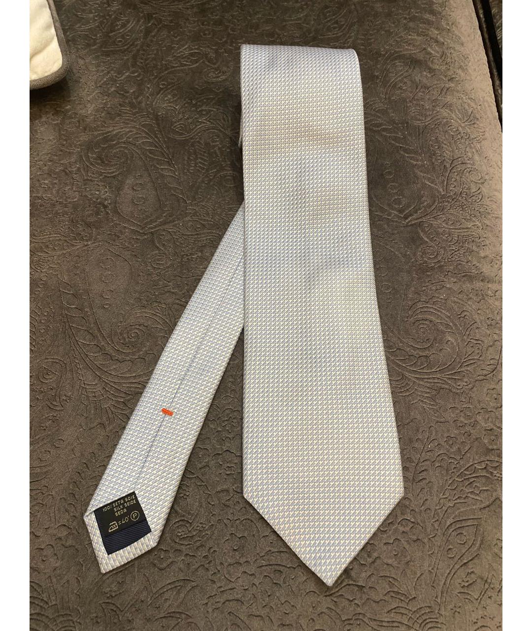 ERMENEGILDO ZEGNA Голубой шелковый галстук, фото 6