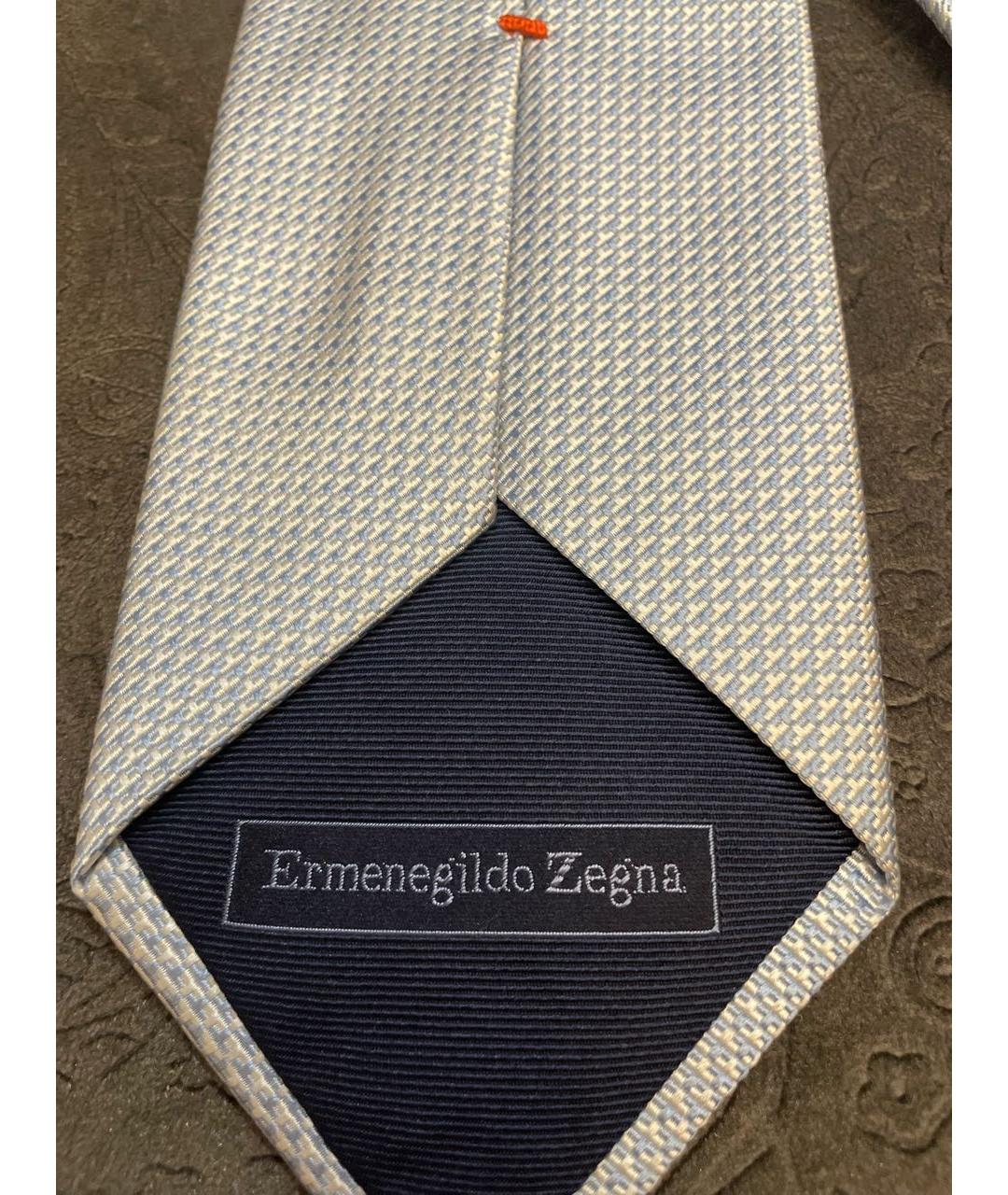 ERMENEGILDO ZEGNA Голубой шелковый галстук, фото 4