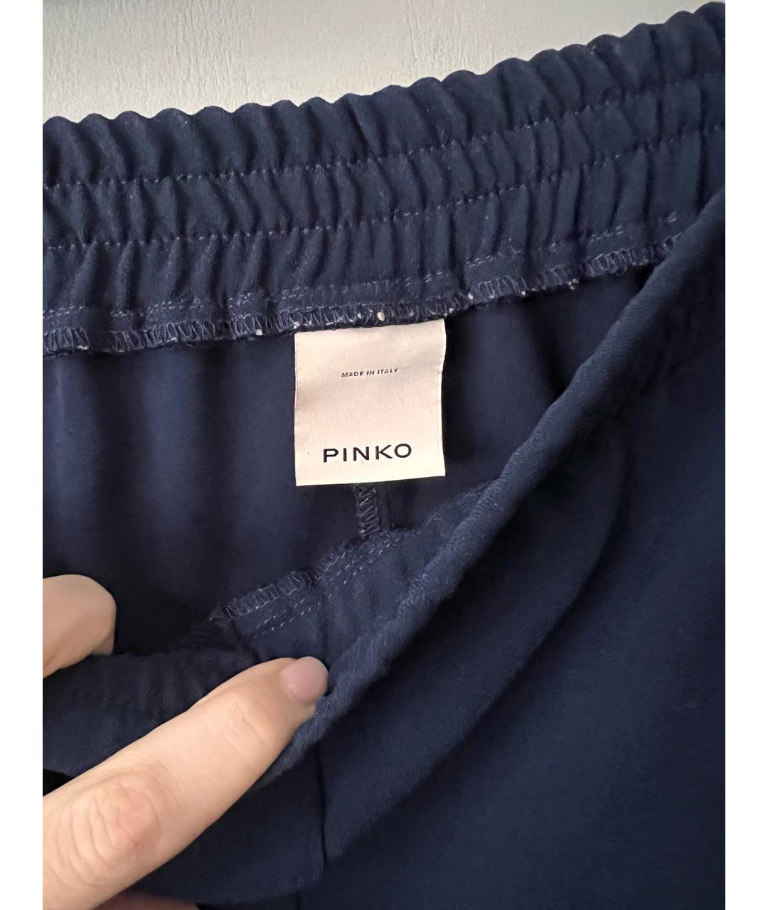 PINKO Темно-синие полиэстеровые брюки широкие, фото 3