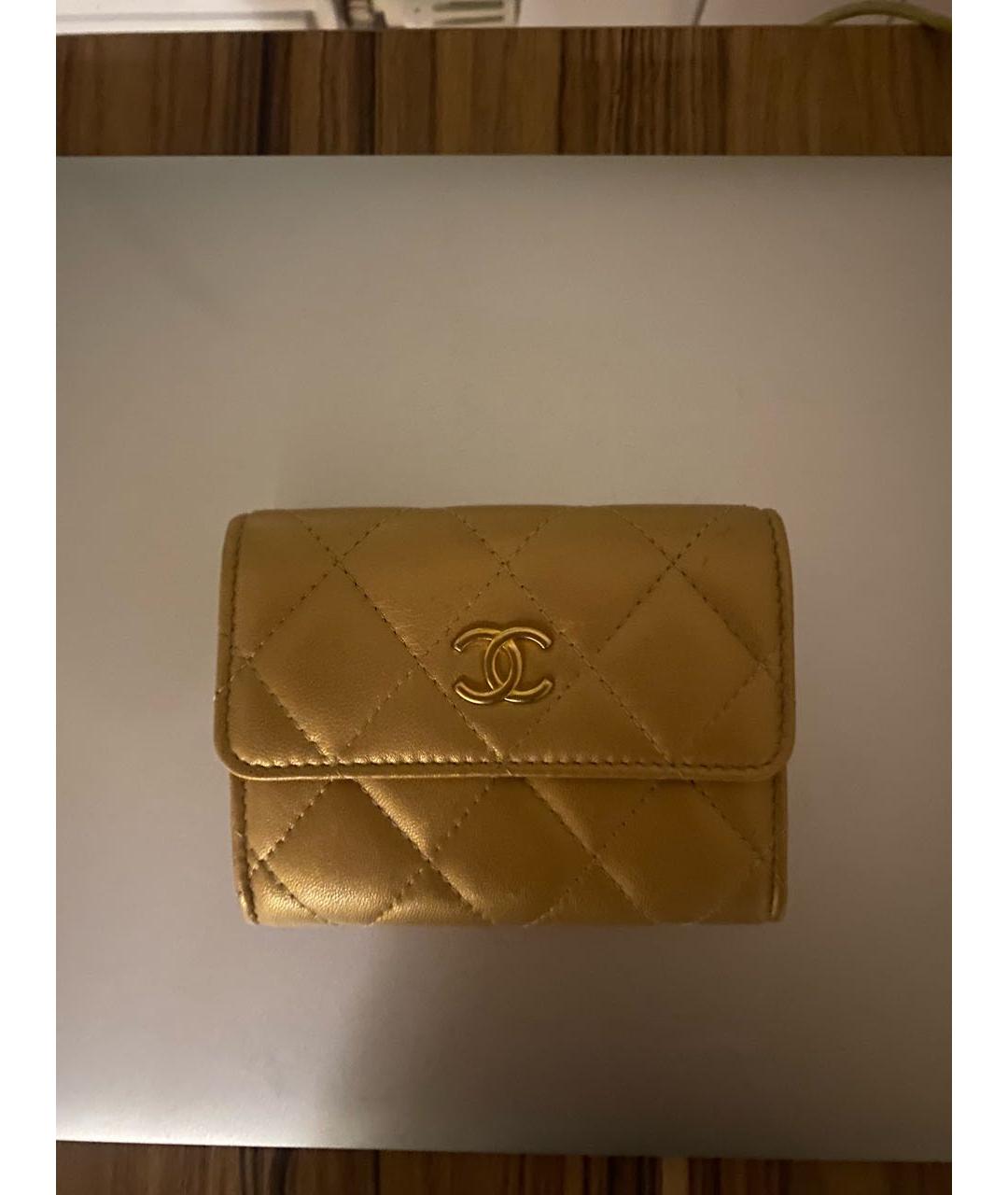 CHANEL PRE-OWNED Золотой кожаный кошелек, фото 5