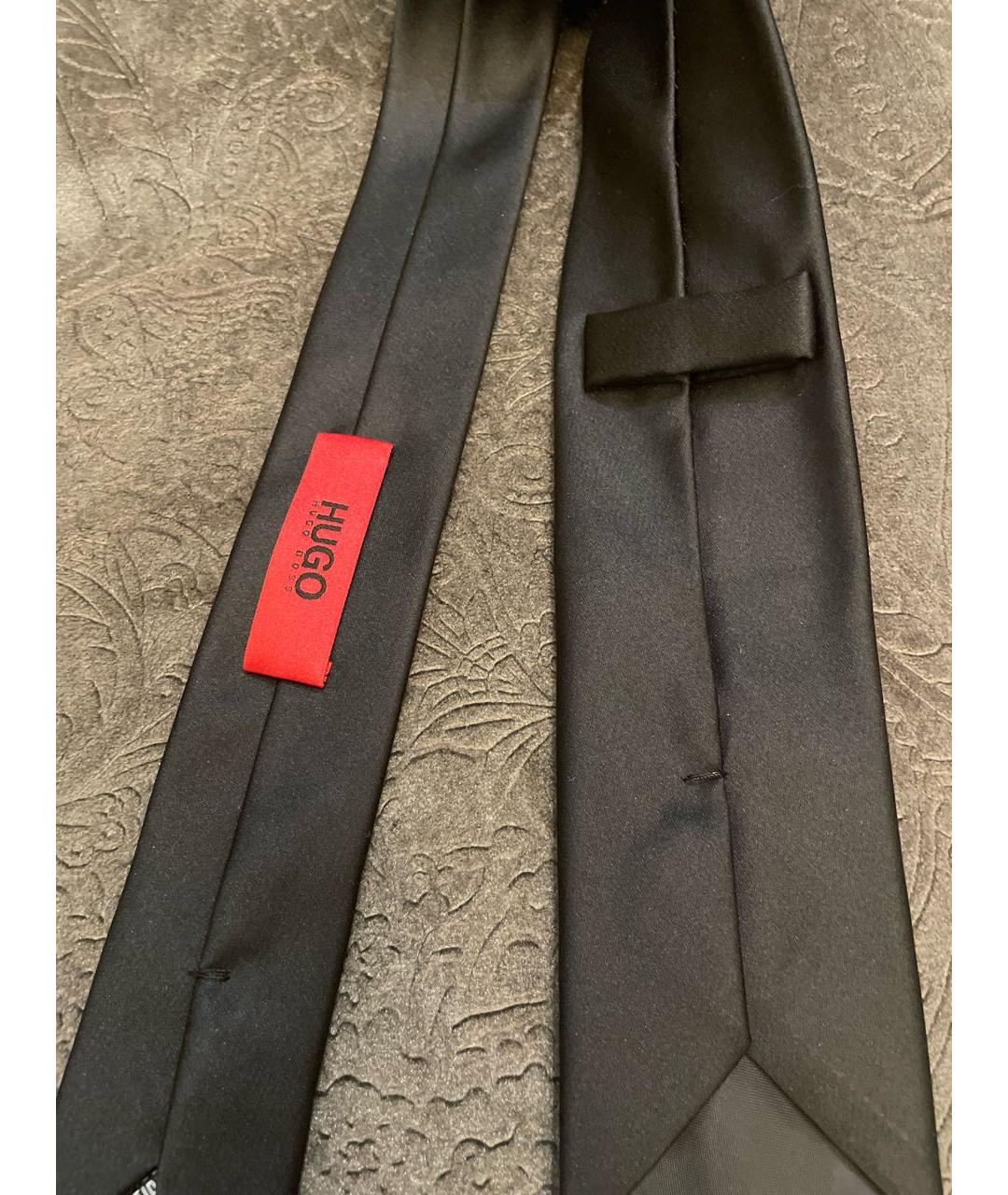 HUGO BOSS Черный шелковый галстук, фото 3