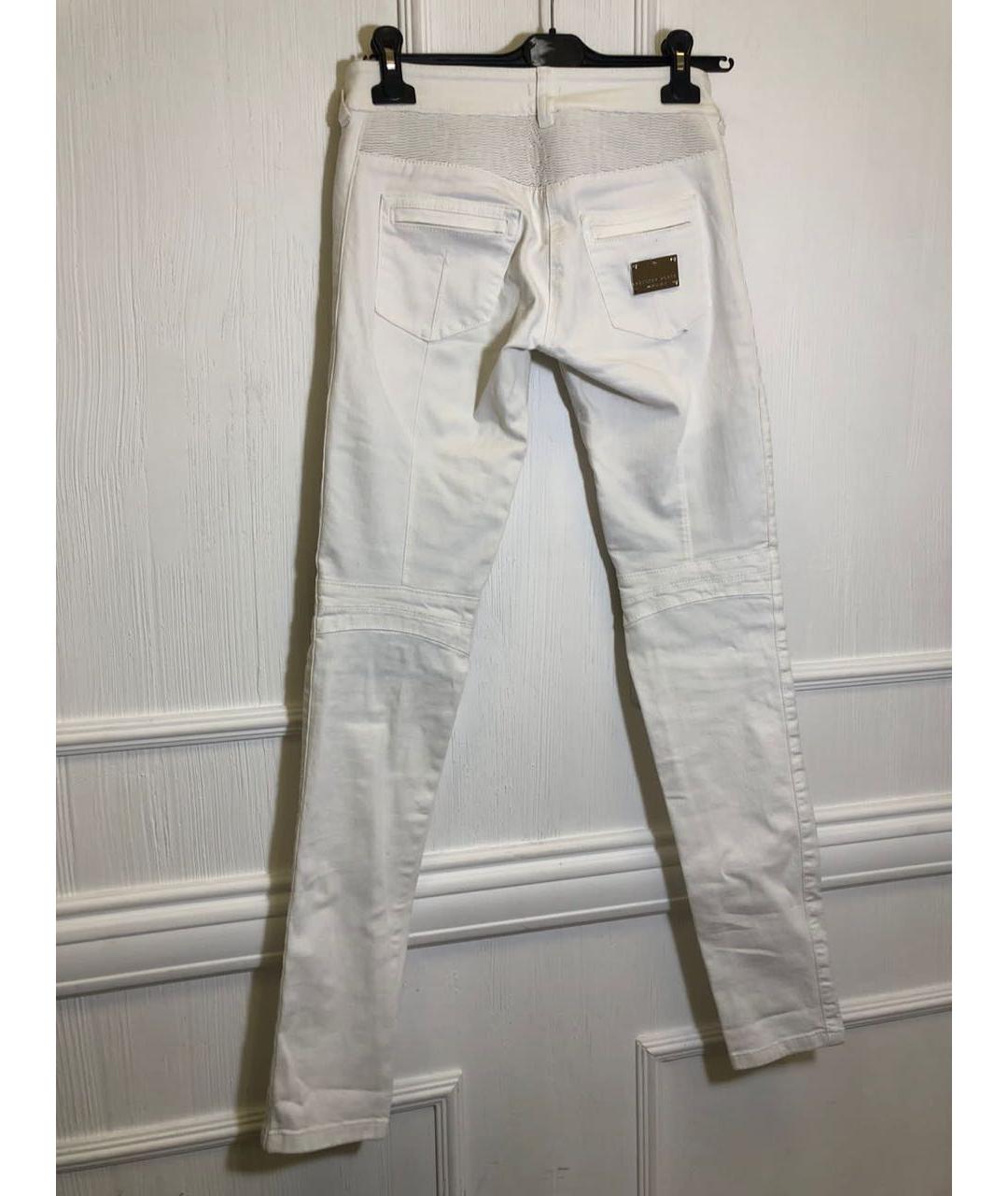 PHILIPP PLEIN Белые хлопко-эластановые брюки узкие, фото 3