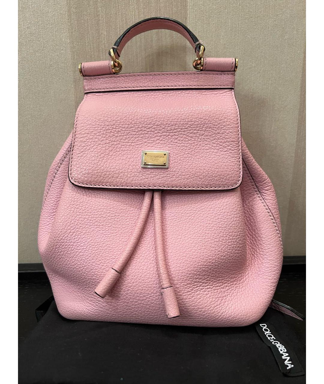 DOLCE&GABBANA Розовый кожаный рюкзак, фото 9
