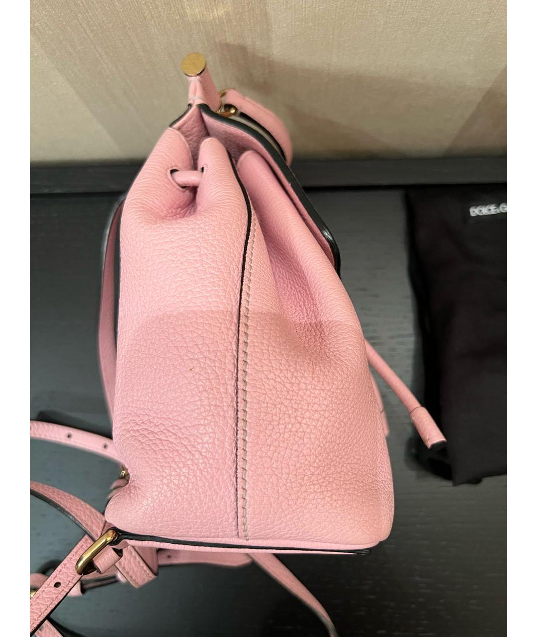 DOLCE&GABBANA Розовый кожаный рюкзак, фото 2