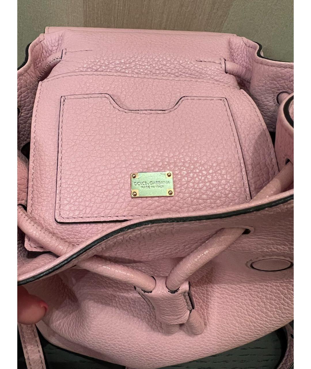 DOLCE&GABBANA Розовый кожаный рюкзак, фото 7