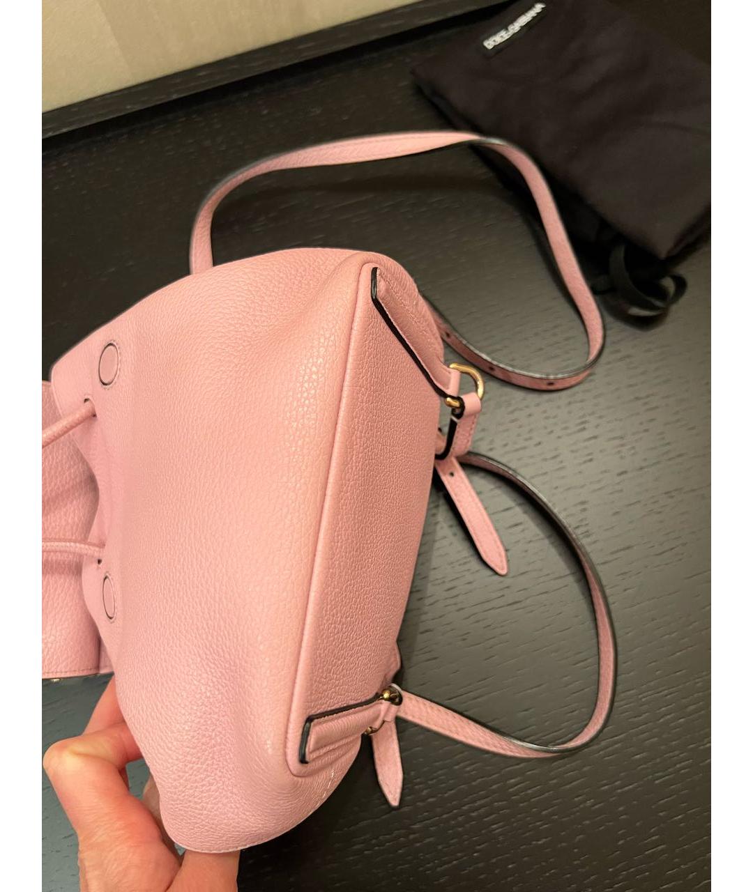 DOLCE&GABBANA Розовый кожаный рюкзак, фото 8