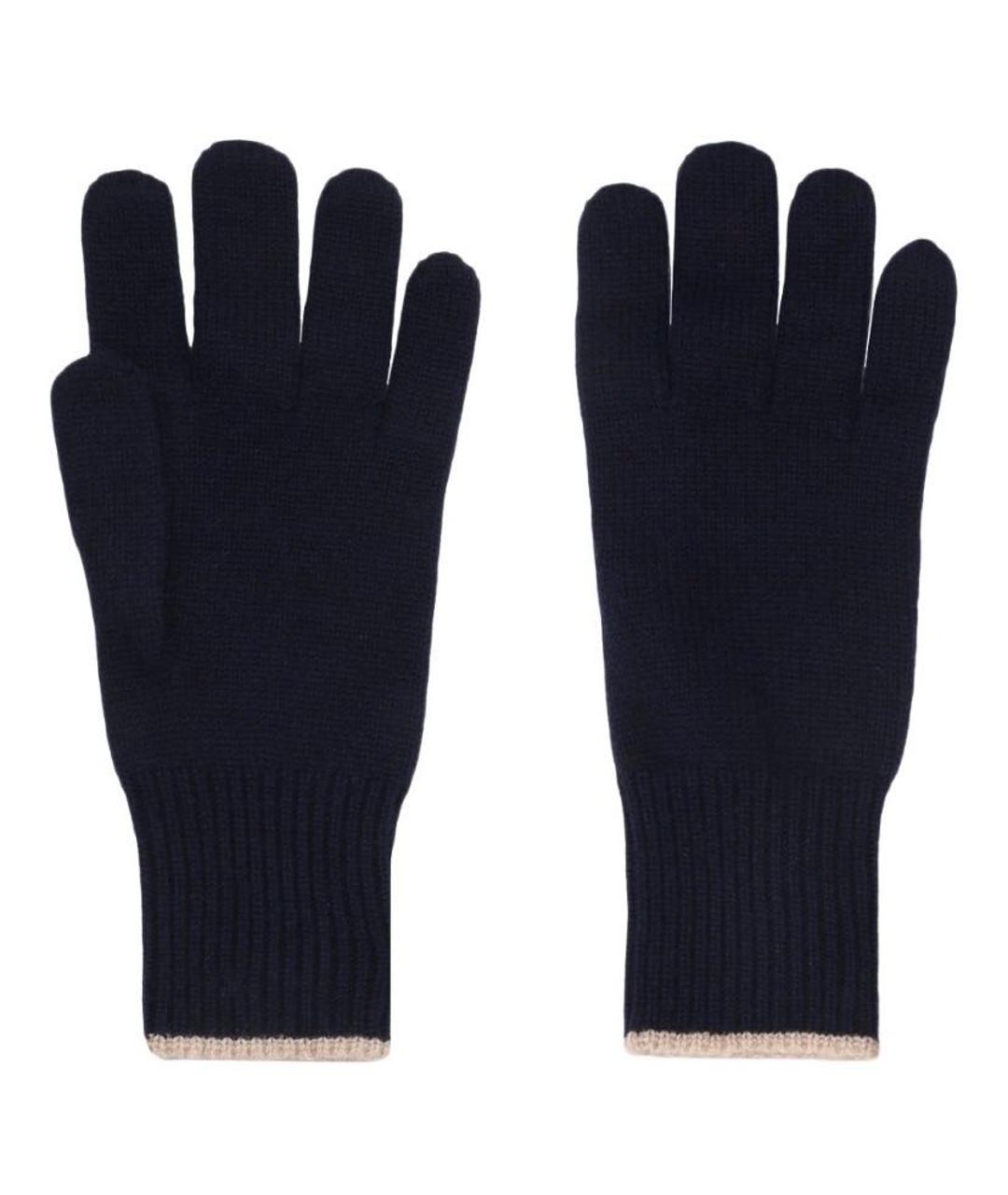BRUNELLO CUCINELLI Темно-синие кашемировые перчатки, фото 2