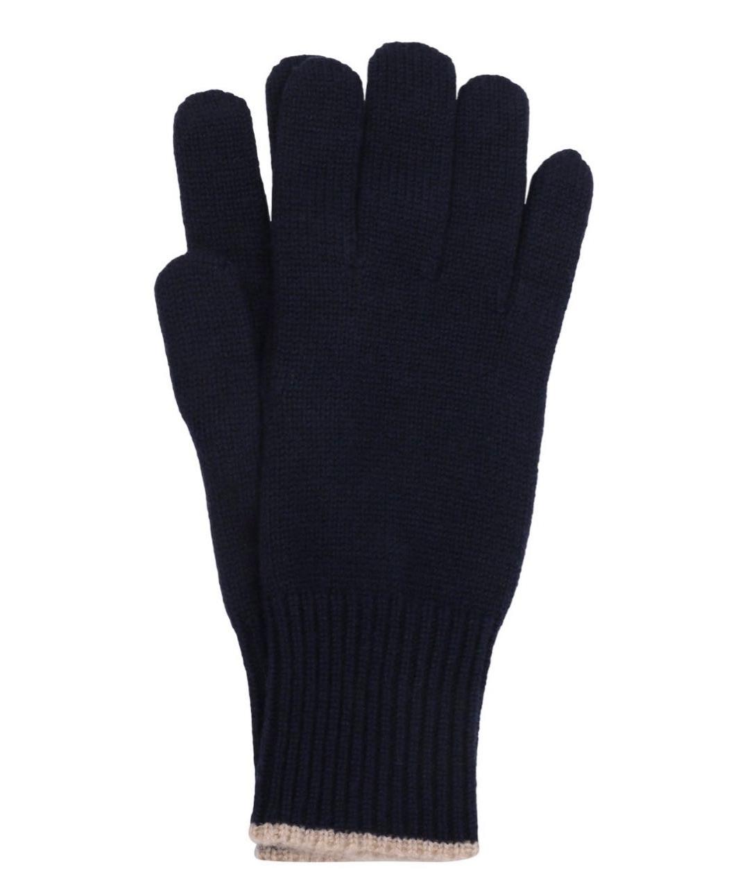 BRUNELLO CUCINELLI Темно-синие кашемировые перчатки, фото 1