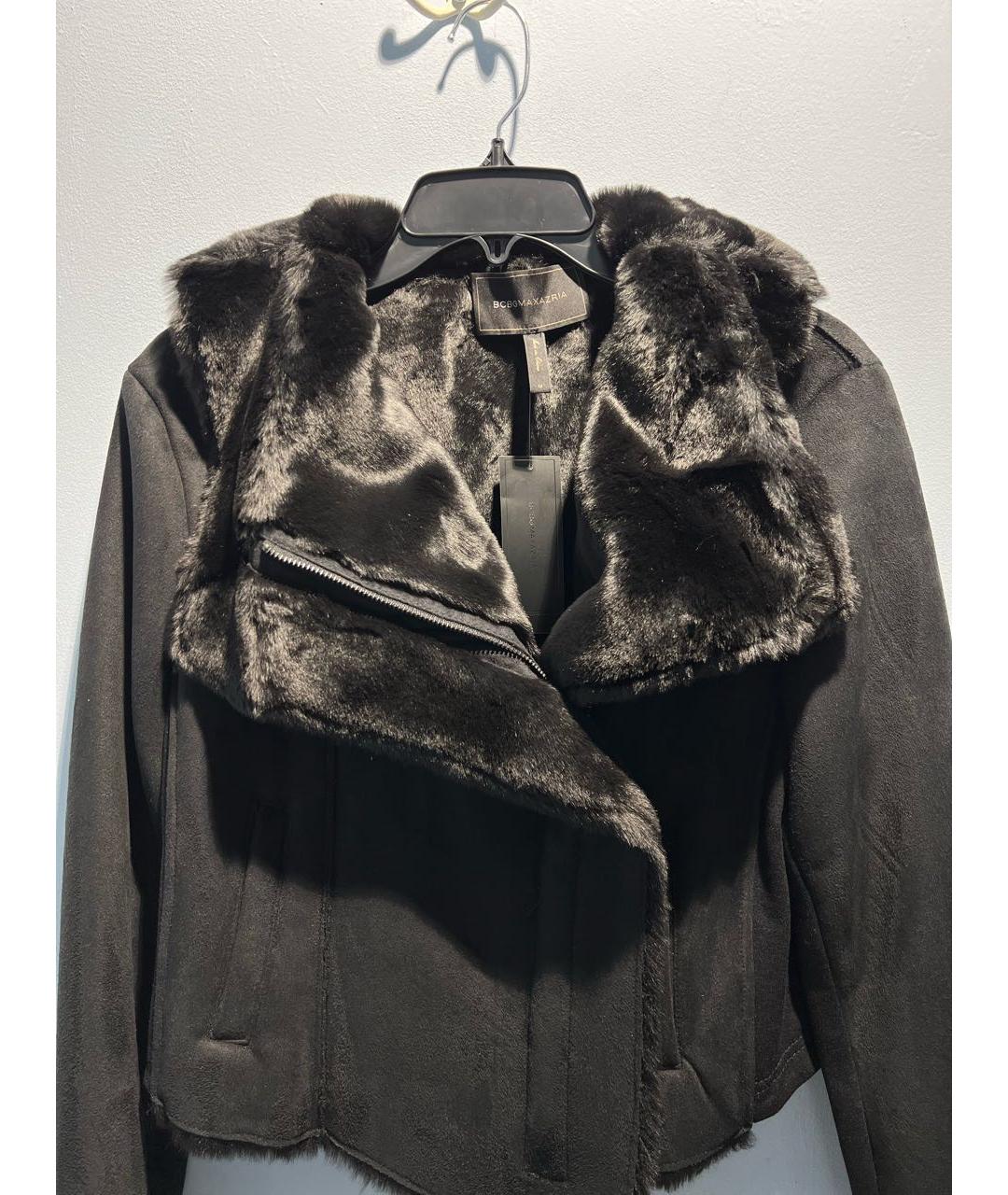 BCBG MAXAZRIA Черная вискозная дубленка, фото 4