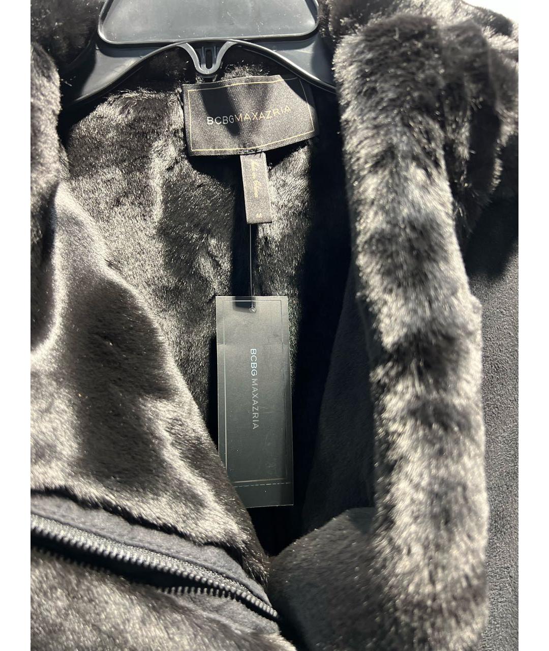 BCBG MAXAZRIA Черная вискозная дубленка, фото 3